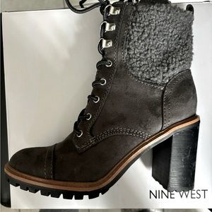 Nine West -Perry 2 Dark Grey ankle lace up boots, 3.5 inch heel.